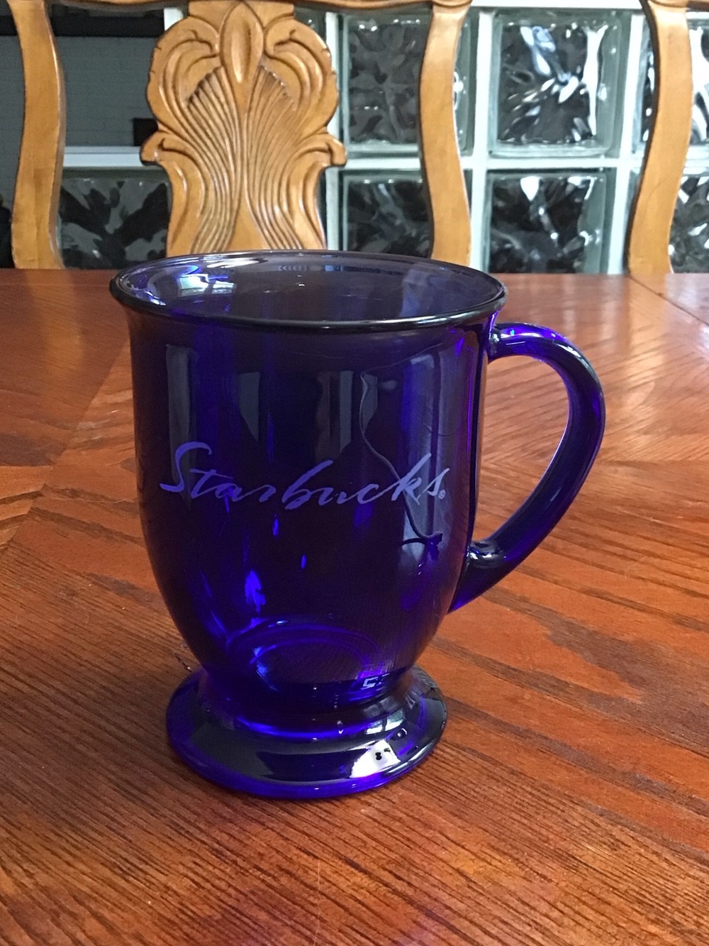 Starbucks Cobalt Blue Glass Pedestal Mug